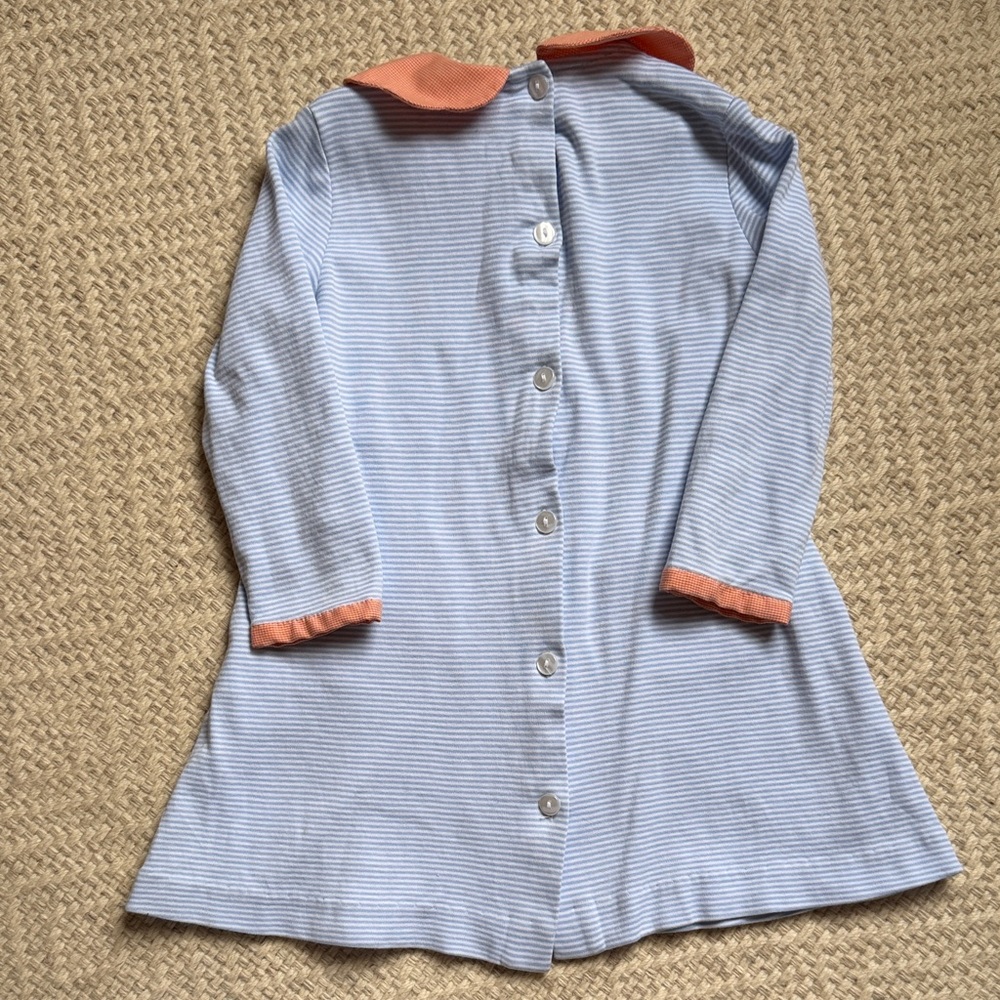 Striped Blue and Orange AVAVINI Pumpkin Kids Dress - Picture 3 of 3